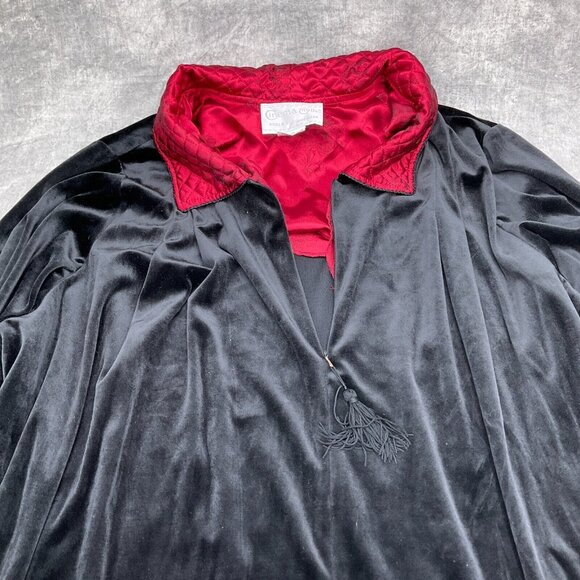 Cinema Exoile Robe Women 3XLarge Black Red Embossed Velour 1/4 Zip Long Soft VTG - Picture 2 of 13